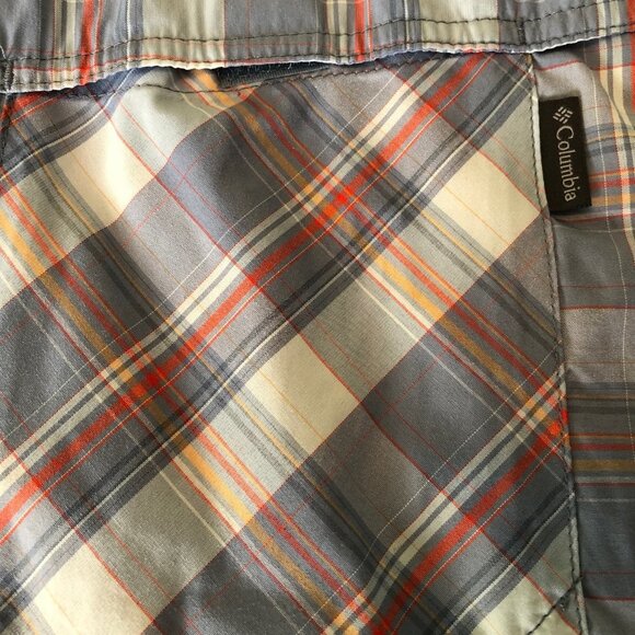 Columbia Shirt Outdoor Insect Blocker Lng Sleeve Size Medium grey/rd/ornge plaid - Picture 7 of 12